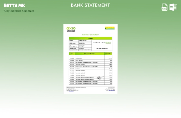 Модерен стил на Индија Karur Vysya извод од банкарска сметка шаблон за верзија н